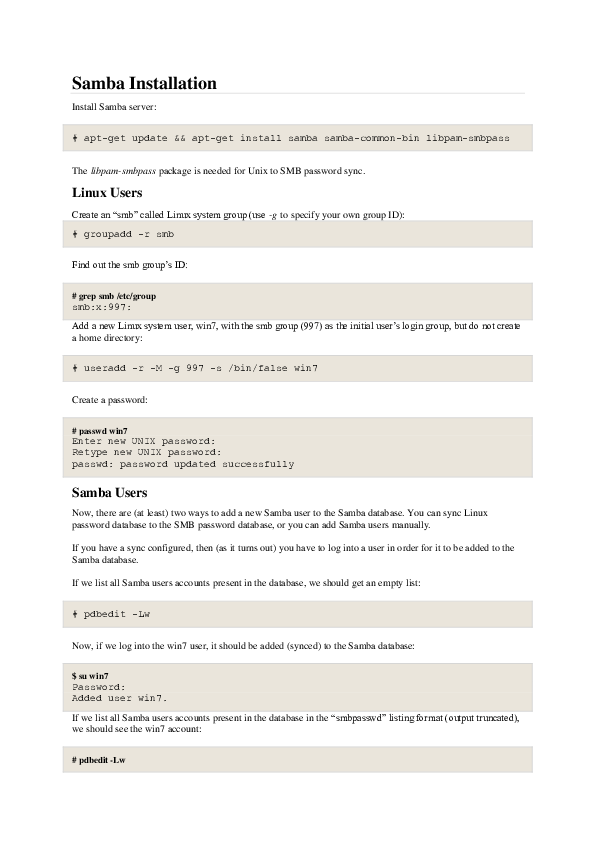 (DOC) Samba Installation