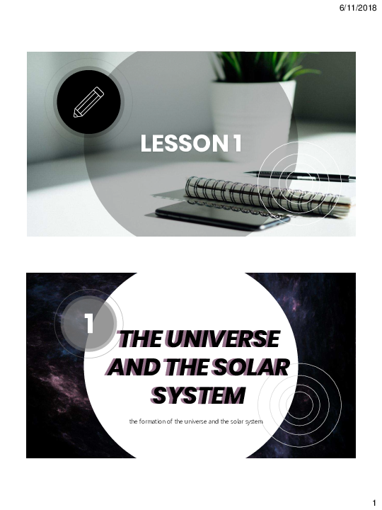 (PDF) LESSON 1 THE UNIVERSE AND THE SOLAR SYSTEM THE UNIVERSE AND THE ...