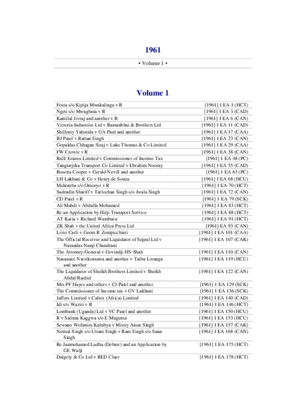 Pdf Ea Law Reports 1961 Vol 1 Musumba Ochwada Wanyama Academia Edu