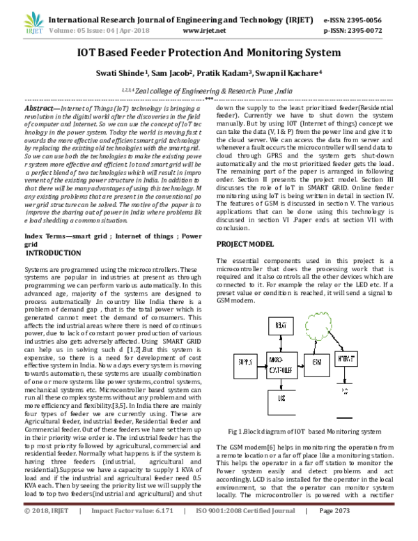 (PDF) IOT Based Feeder Protection and Monitoring System