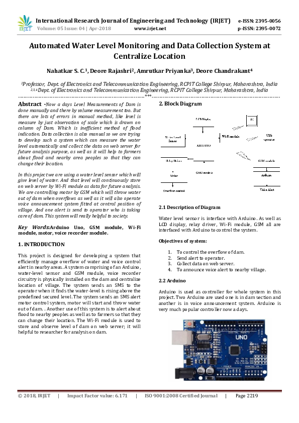 (PDF) Automated Water Level Monitoring and Data Collection System at ...