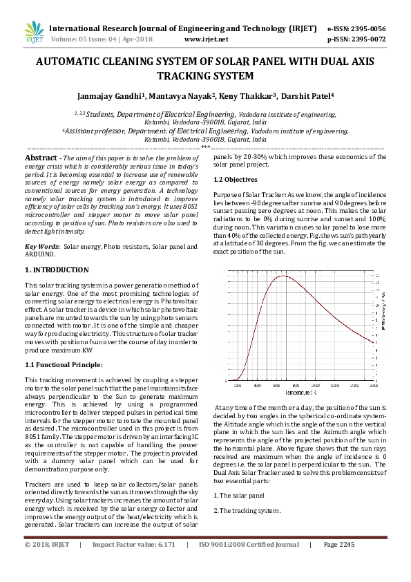 (PDF) AUTOMATIC CLEANING SYSTEM OF SOLAR PANEL WITH DUAL AXIS TRACKING ...