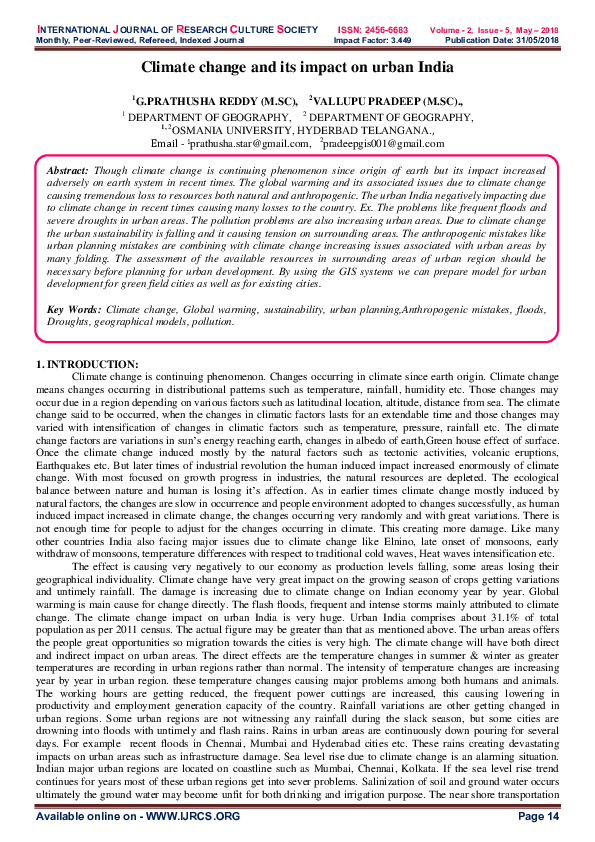 (PDF) Climate change and its impact on urban India