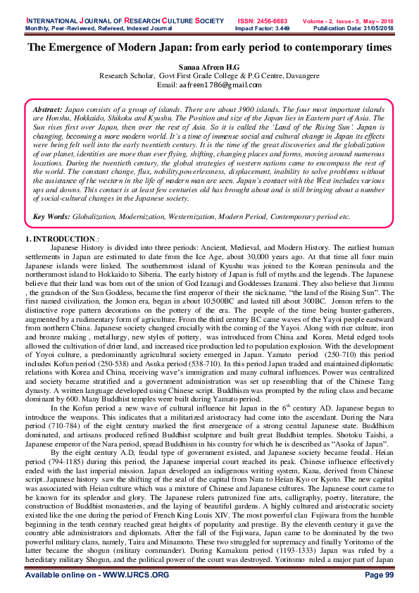 (PDF) The Emergence of Modern Japan from early period to contemporary