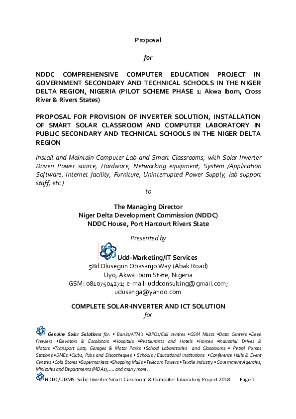 (PDF) Udd NDDC Proposal for Smart Classroom in Public Schools in the