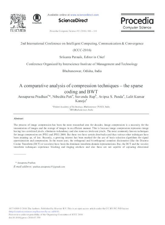 (PDF) A comparative analysis of compression techniques – the sparse ...