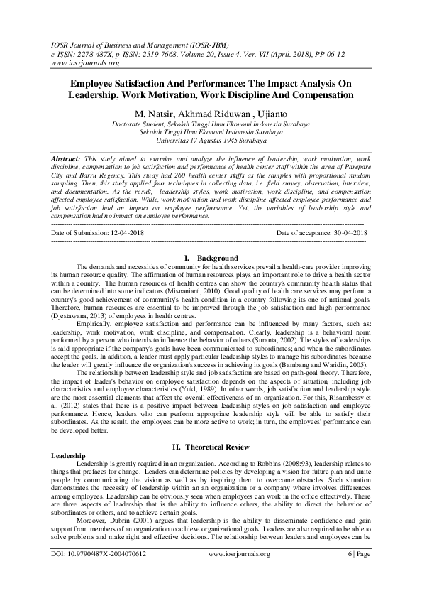 Staff motivation and impact on productivity research paper image