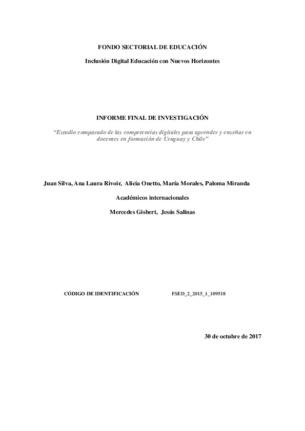 Pdf Estudio Comparado De La Competencia Digital Docente En Formacion En Chile Y Uruguay Maria Julia Morales Gonzalez Academia Edu