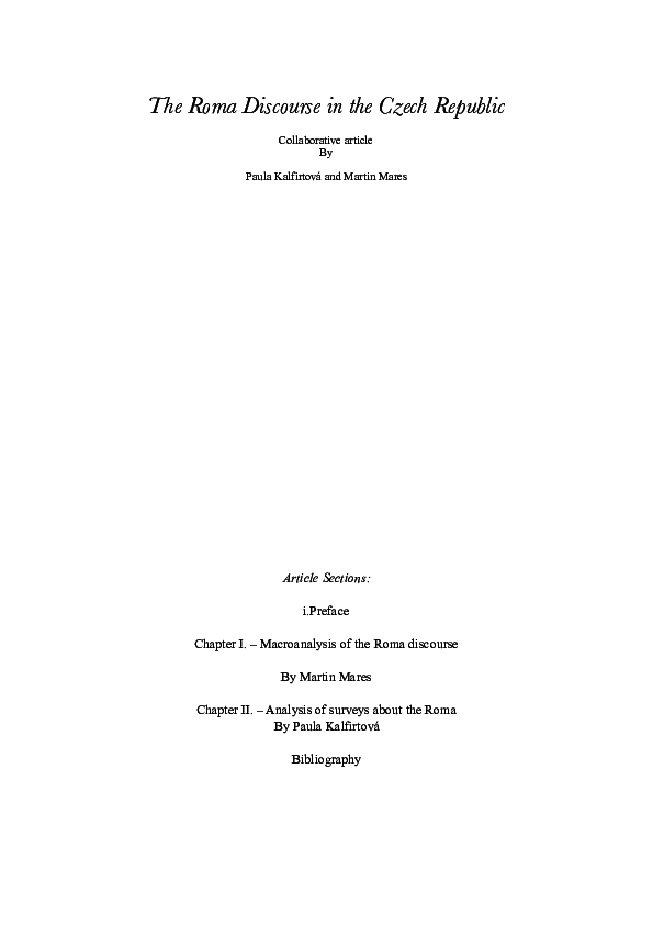 (PDF) The Roma Discourse in the Czech Republic