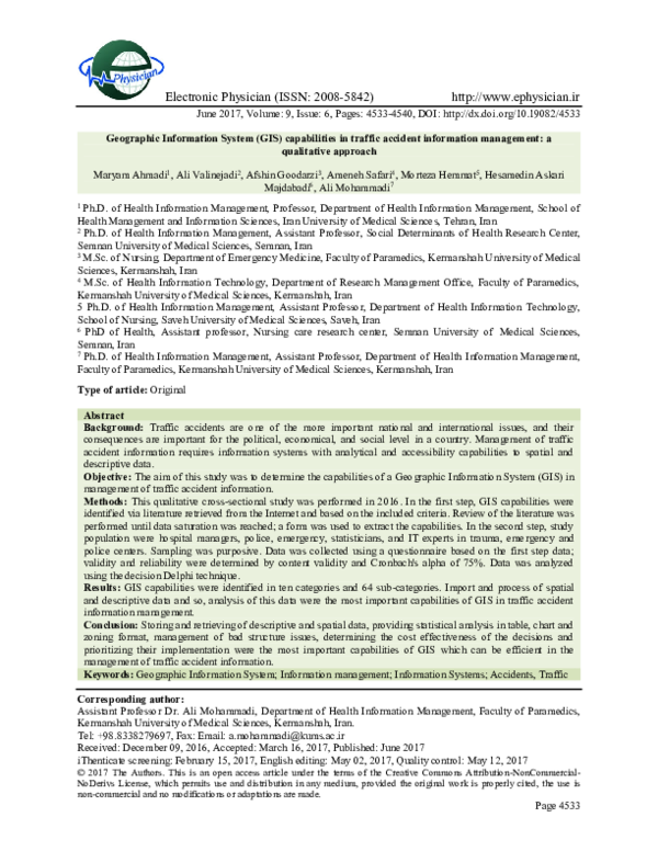 Pdf Geographic Information System Gis Capabilities In Traffic