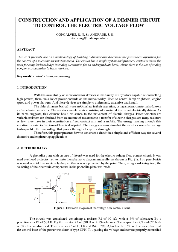 (PDF) CONSTRUCTION AND APPLICATION OF A DIMMER CIRCUIT TO CONTROL THE