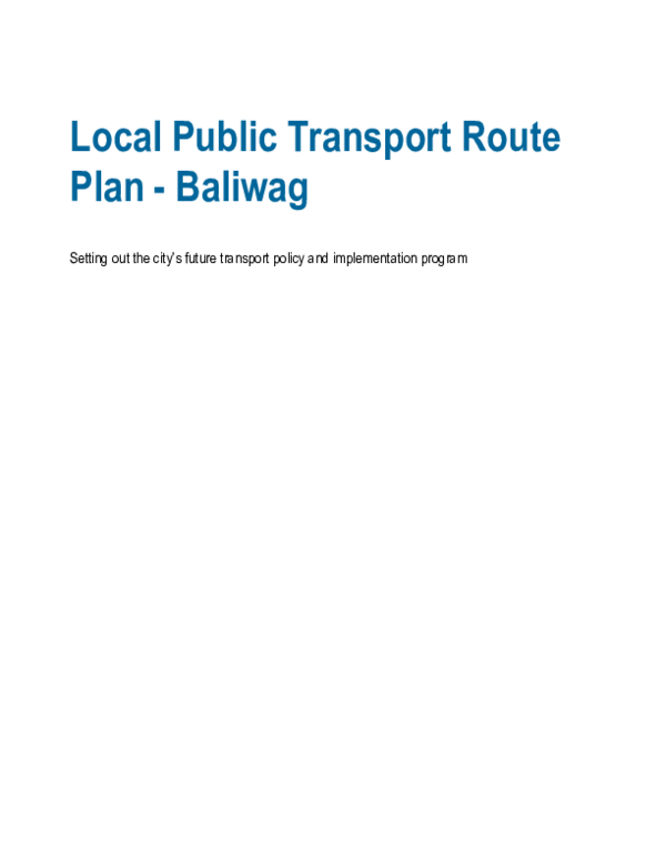 (DOC) Local Public Transport Route Plan -Baliwag