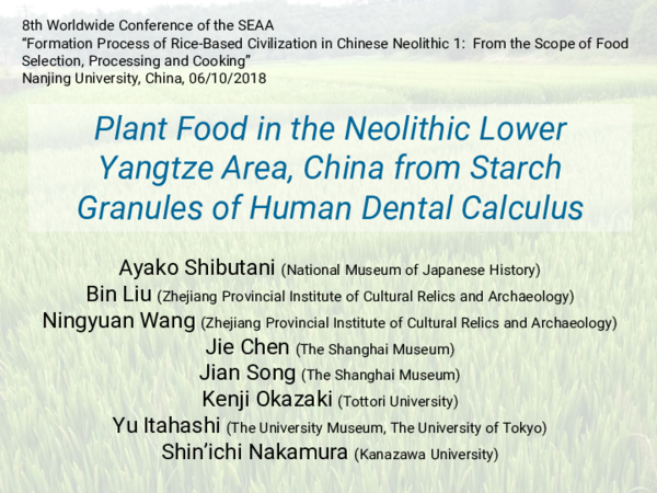 (PDF) Plant food in the Neolithic Lower Yangtze Area, China from starch ...