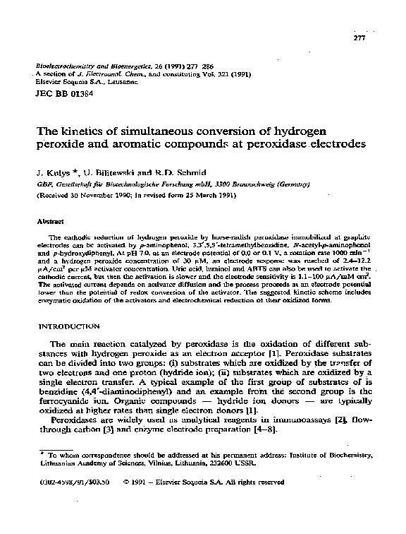 (PDF) The kinetics of simultaneous conversion of hydrogen peroxide and ...