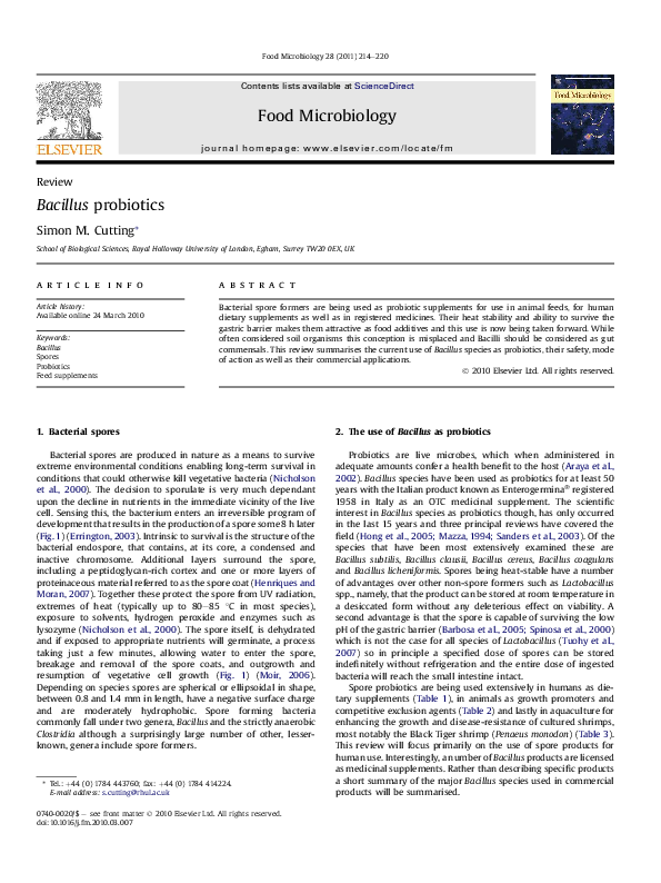(PDF) Bacillus probiotics