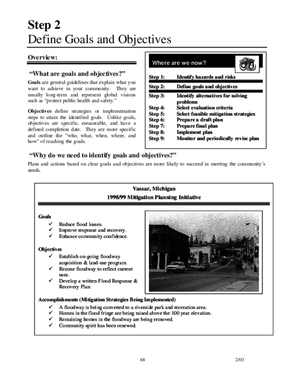 (PDF) Step 2 Define Goals and Objectives