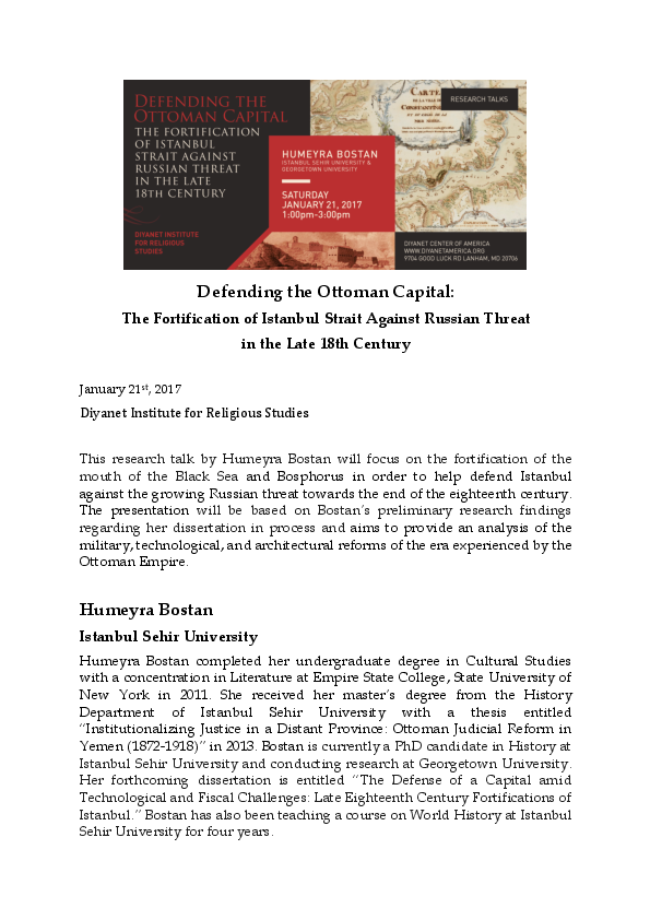 (PDF) Research Talk: Defending the Ottoman Capital: The Fortification ...