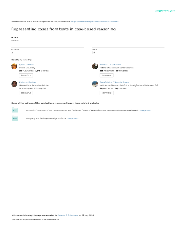 (PDF) Representing cases from texts in case-based reasoning