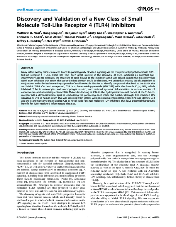 (PDF) Discovery and validation of a new class of small molecule Toll ...