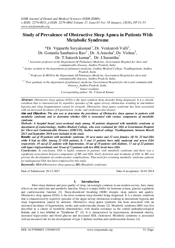(PDF) Study of Prevalence of Obstructive Sleep Apnea in Patients With ...