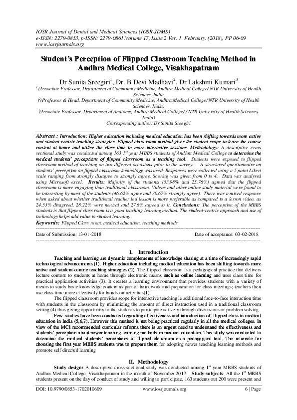 (PDF) Student's Perception of Flipped Classroom Teaching Method in ...