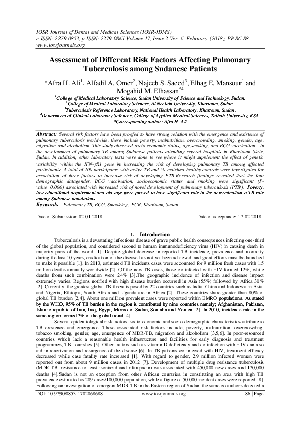 (PDF) Assessment of Different Risk Factors Affecting Pulmonary ...