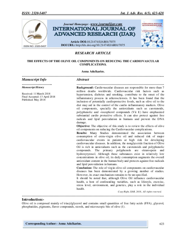 (PDF) THE EFFECTS OF THE OLIVE OIL COMPONENTS ON REDUCING THE ...