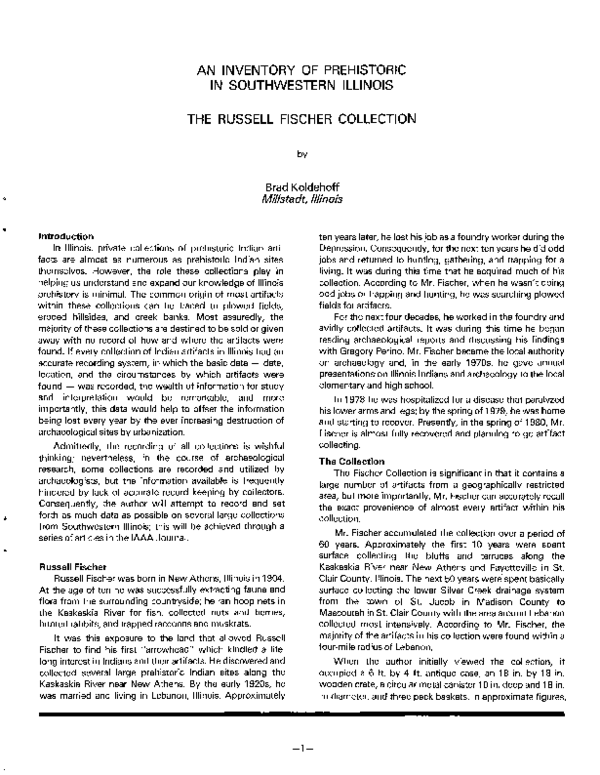 (PDF) AN INVENTORY OF PREHISTORIC IN SOUTHWESTERN ILLINOIS THE RUSSELL ...