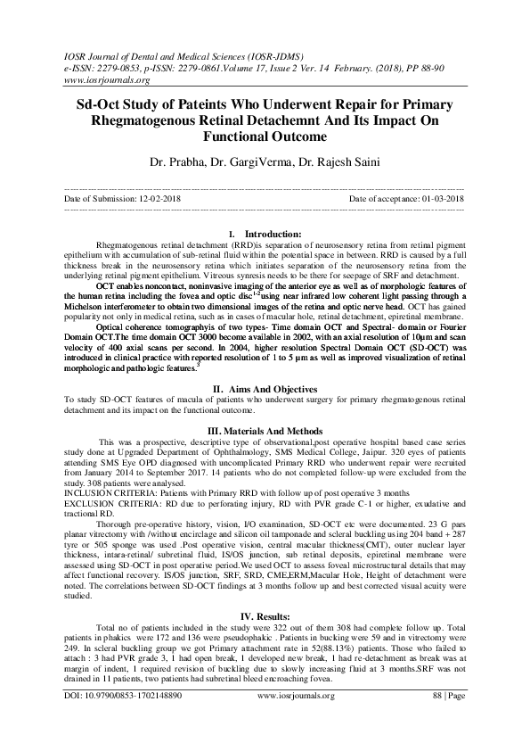 (PDF) Sd-Oct Study of Pateints Who Underwent Repair for Primary ...