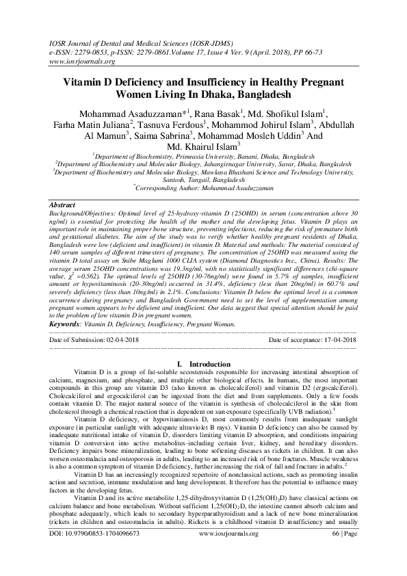 PDF) Serum Calcium And 25Hydroxy Vitamin D Level In Normal