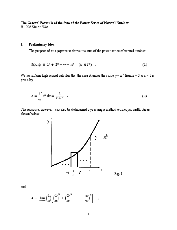 (PDF) The General Formula of the Sum of the Power Series of Natural Numbers