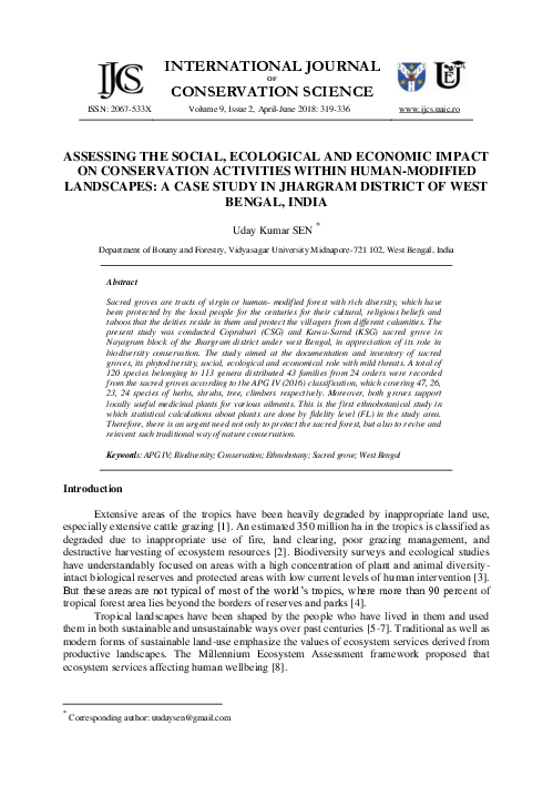 (PDF) ASSESSING THE SOCIAL, ECOLOGICAL AND ECONOMIC IMPACT ON ...