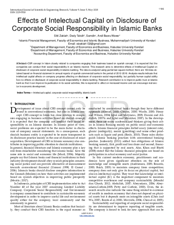 (PDF) Effects of Intelectual Capital on Disclosure of Corporate Social ...