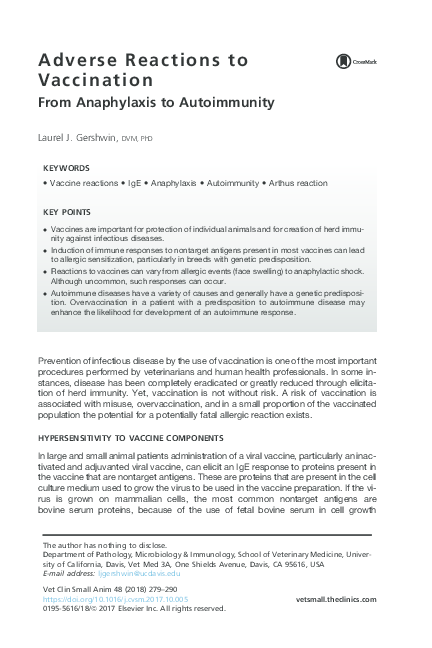 Fresh Look at Pdf Adverse Reactions To Vaccination From Anaphylaxis To Autoimmunity