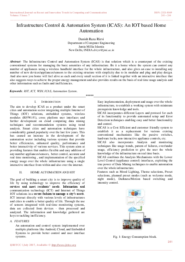 (PDF) Infrastructure Control & Automation System (ICAS) An IOT based