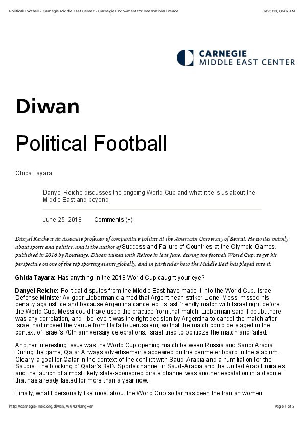 (PDF) World Cup: Political Football