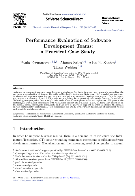 (PDF) Performance Evaluation of Software Development Teams: a Practical ...