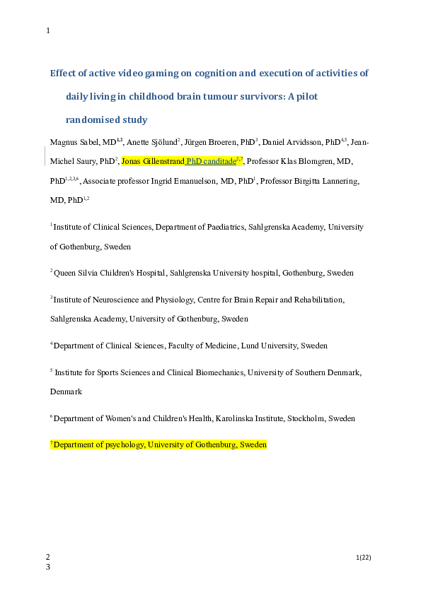 (DOC) Effect of active video gaming on cognition and execution of ...