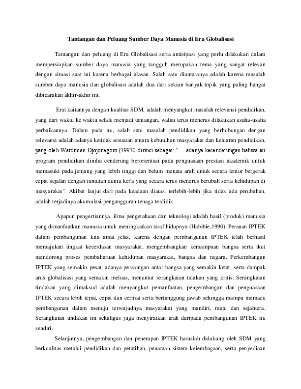 Pdf Tantangan Dan Peluang Sumber Daya Manusia Di Era Globalisasi Rahmat Rivaldhy Academia Edu