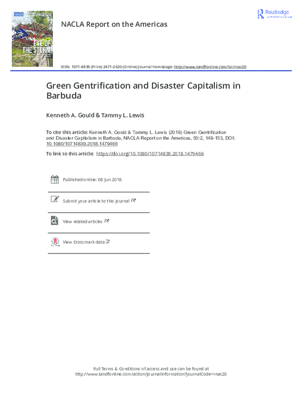 (PDF) NACLA Report on the Americas Green Gentrification and Disaster ...