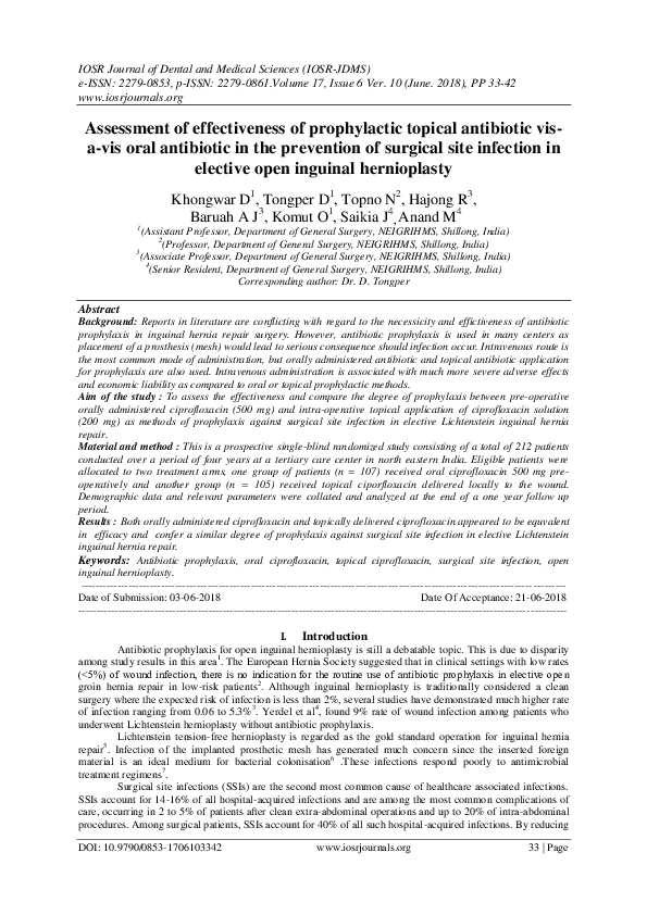 (PDF) Assessment of effectiveness of prophylactic topical antibiotic ...