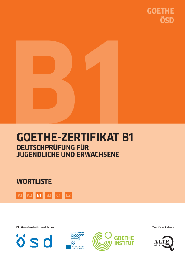 Pdf B1 B2 C1 C2 A2 A1 Goethe Zertifikat B1 Wortliste Ein