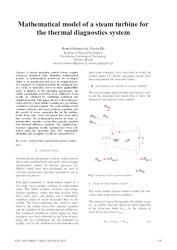 (PDF) Mathematical model of a steam turbine for the thermal diagnostics ...