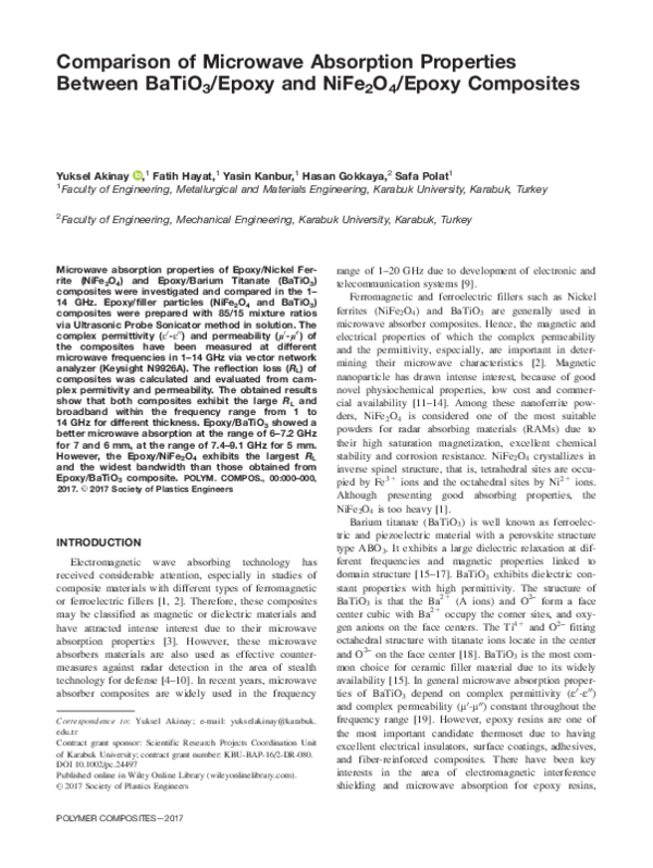 (PDF) Comparison of Microwave Absorption Properties Between BaTiO3 ...