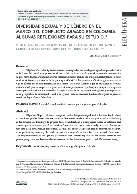 (PDF) Diversidad sexual y de género en el marco del conflicto armado en ...