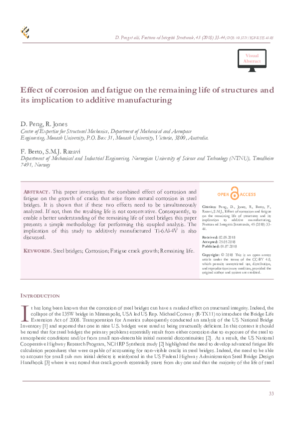 (PDF) Effect of corrosion and fatigue on the remaining life of ...