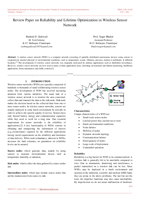 (PDF) Review Paper on Reliability and Lifetime Optimization in Wireless ...