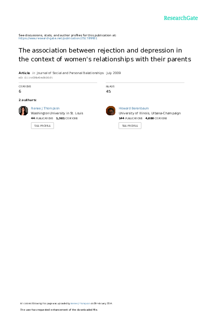 (PDF) The association between rejection and depression in the context ...