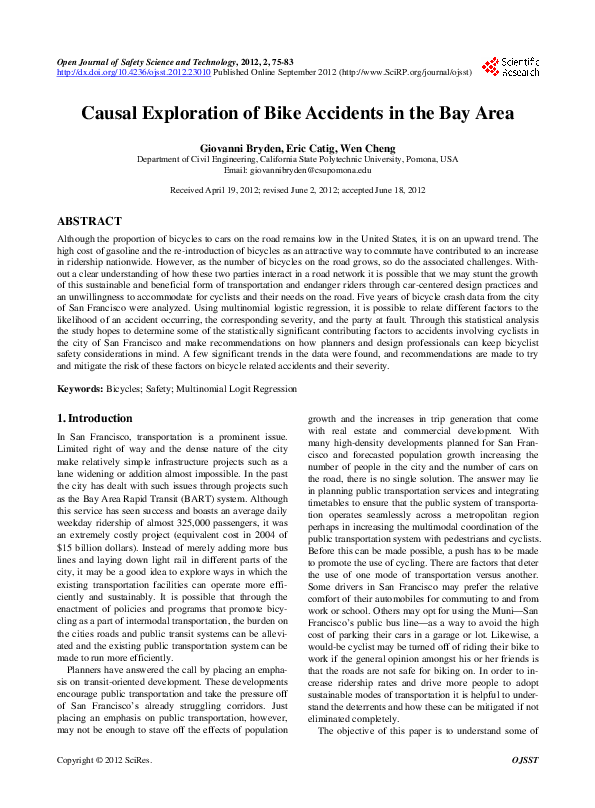 (PDF) Causal Exploration of Bike Accidents in the Bay Area Eric