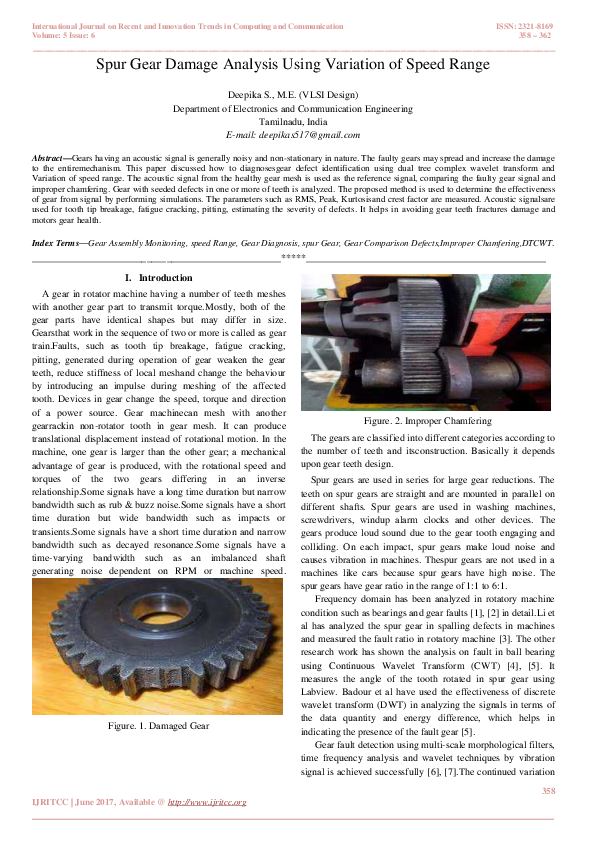 (PDF) Spur Gear Damage Analysis Using Variation of Speed Range